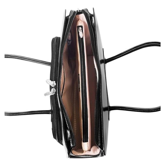 Mcklein Lake Forest Ladies Leather Laptop Brief Case Removable - Black bag - Picture 7 of 15